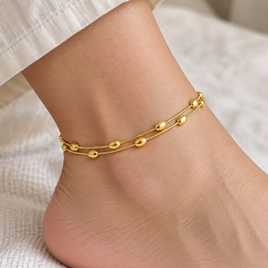 Double layer bead Anklet