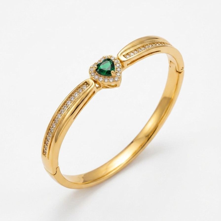 Emerald Heart Gold-Plated Bracelet