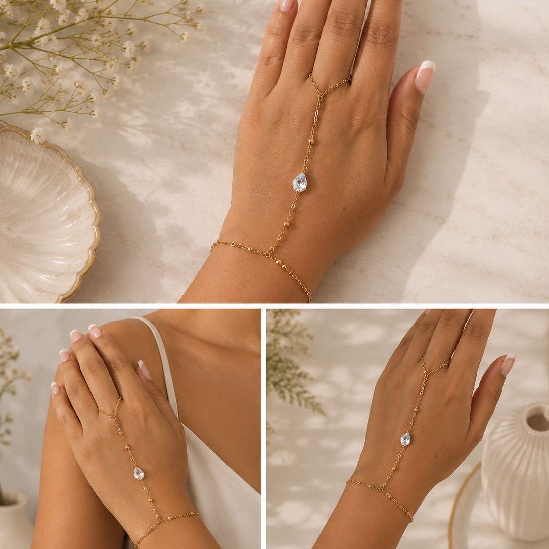 Teardrop crystal hand chain