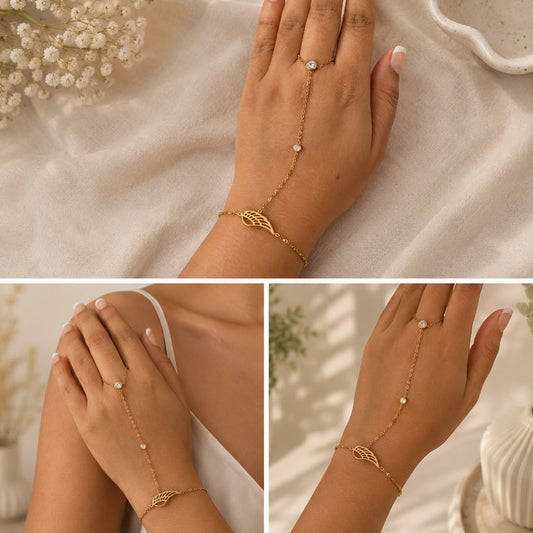 Angel wing crystal hand chain