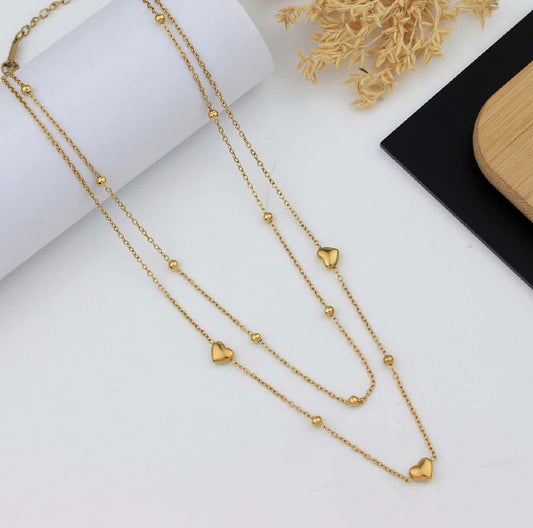 Two layer heart chain pendant