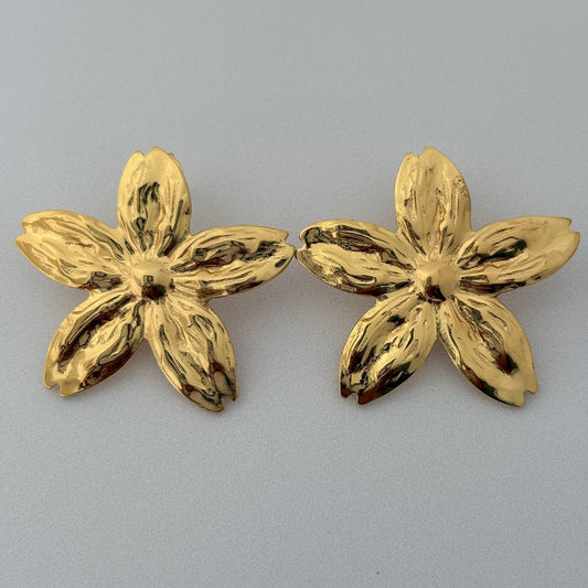 Golden Petal Statement Stud Earrings