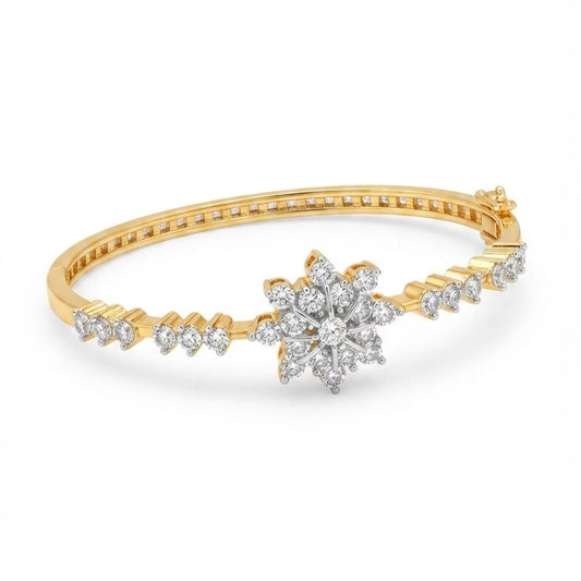 AD Floral Cluster Open Brass Bracelet