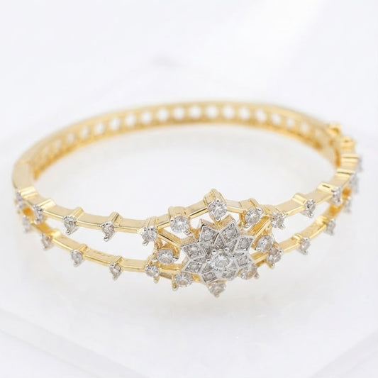 AD Diamond Starburst Open Brass Bracelet