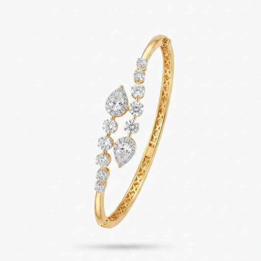 AD Pear Round Open Brass Bracelet