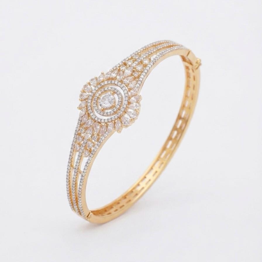 Royal Zircon Floral Open Bracelet