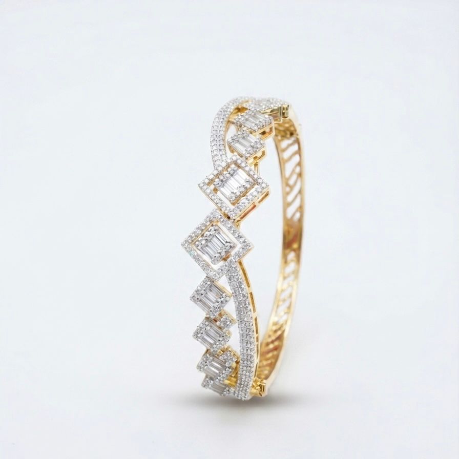 Geometric AD  Baguette Statement Bracelet