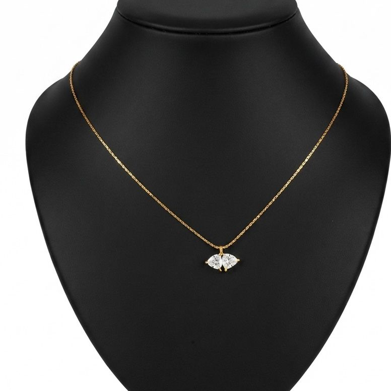 Twin Pear Butterfly Pendant Necklace