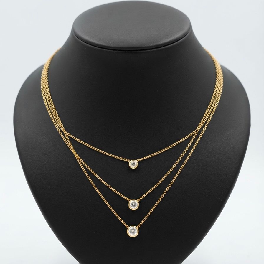 Three Layer Solitaire Necklace