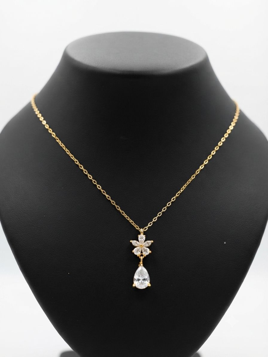 Flower Pear Drop Necklace