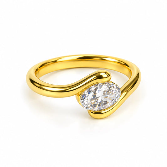 Open circle crystal Ring